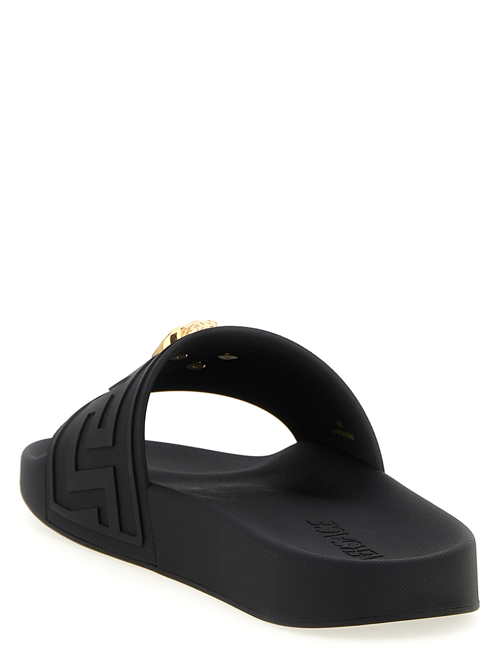 Versace Black Glass Slides