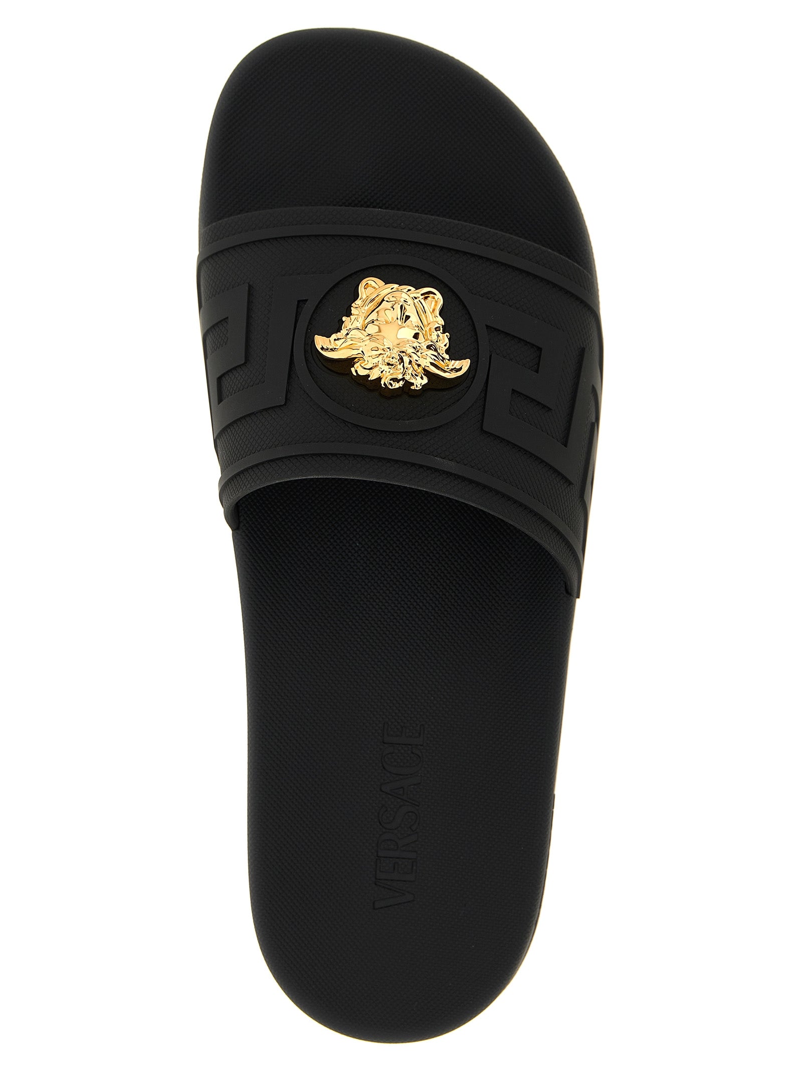 Versace Black Glass Slides