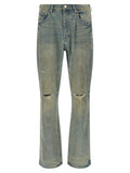 PURPLE Blue Cotton Flared Jeans