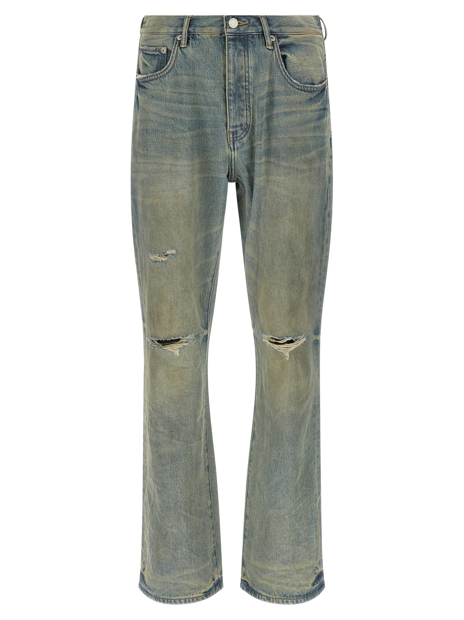 PURPLE Blue Cotton Flared Jeans