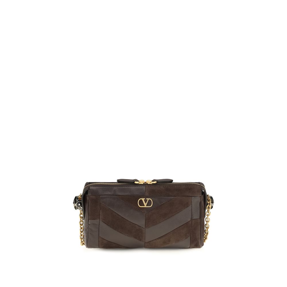 Valentino Garavani Brown Calf Leather Bos Taurus Shoulder Bag