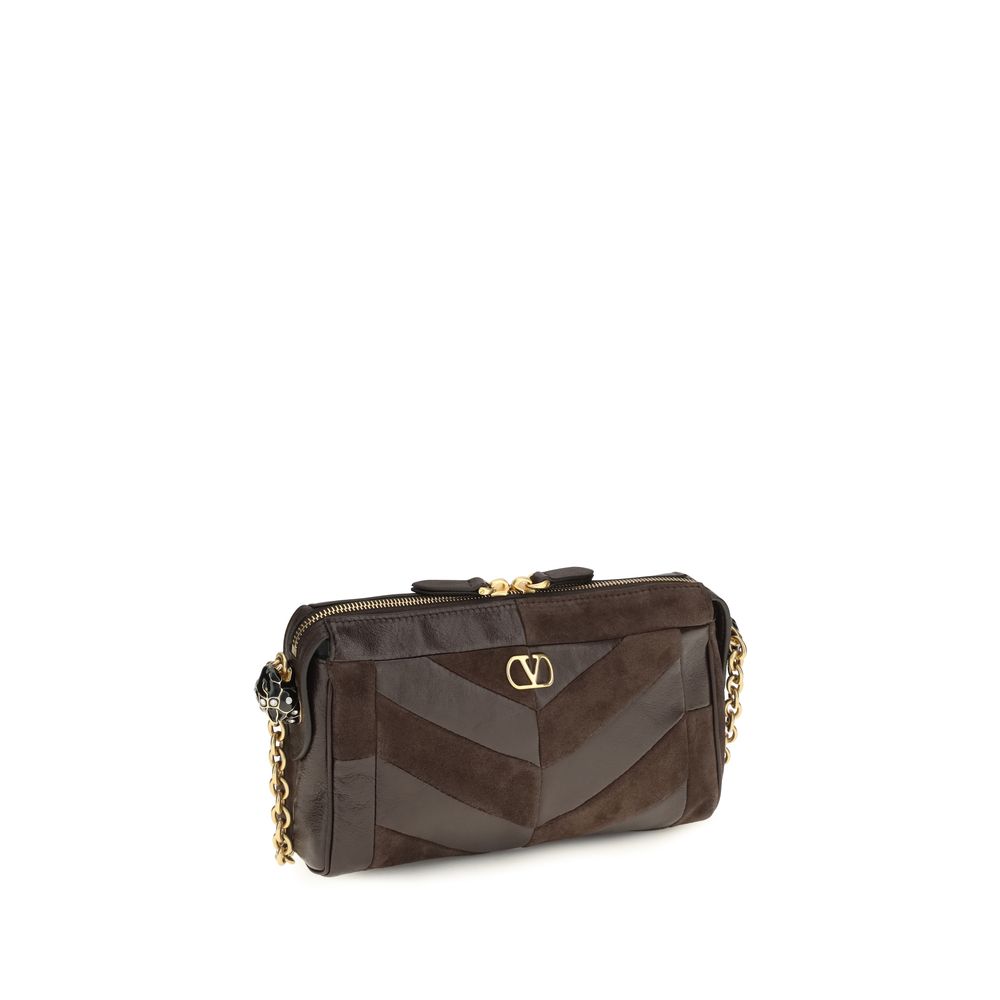 Valentino Garavani Brown Calf Leather Bos Taurus Shoulder Bag