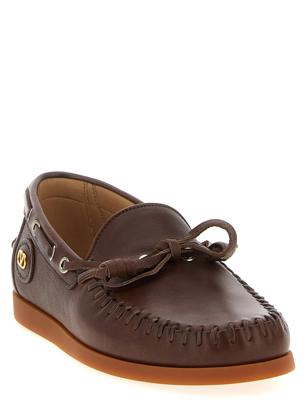 Valentino Garavani Brown Buffalo Leather Moccassin
