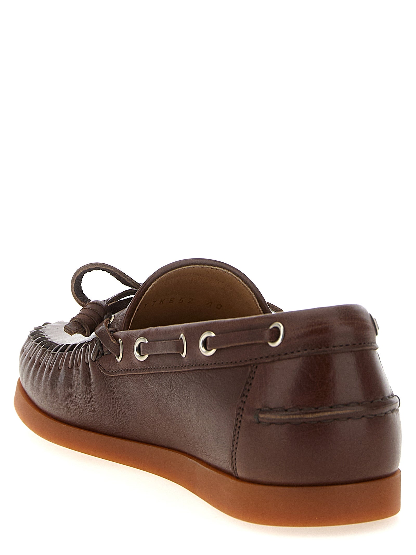 Valentino Garavani Brown Buffalo Leather Moccassin