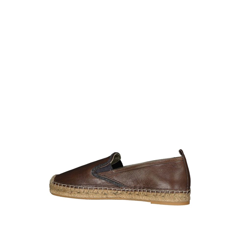 Brunello Cucinelli Brown Leather Espadrilles