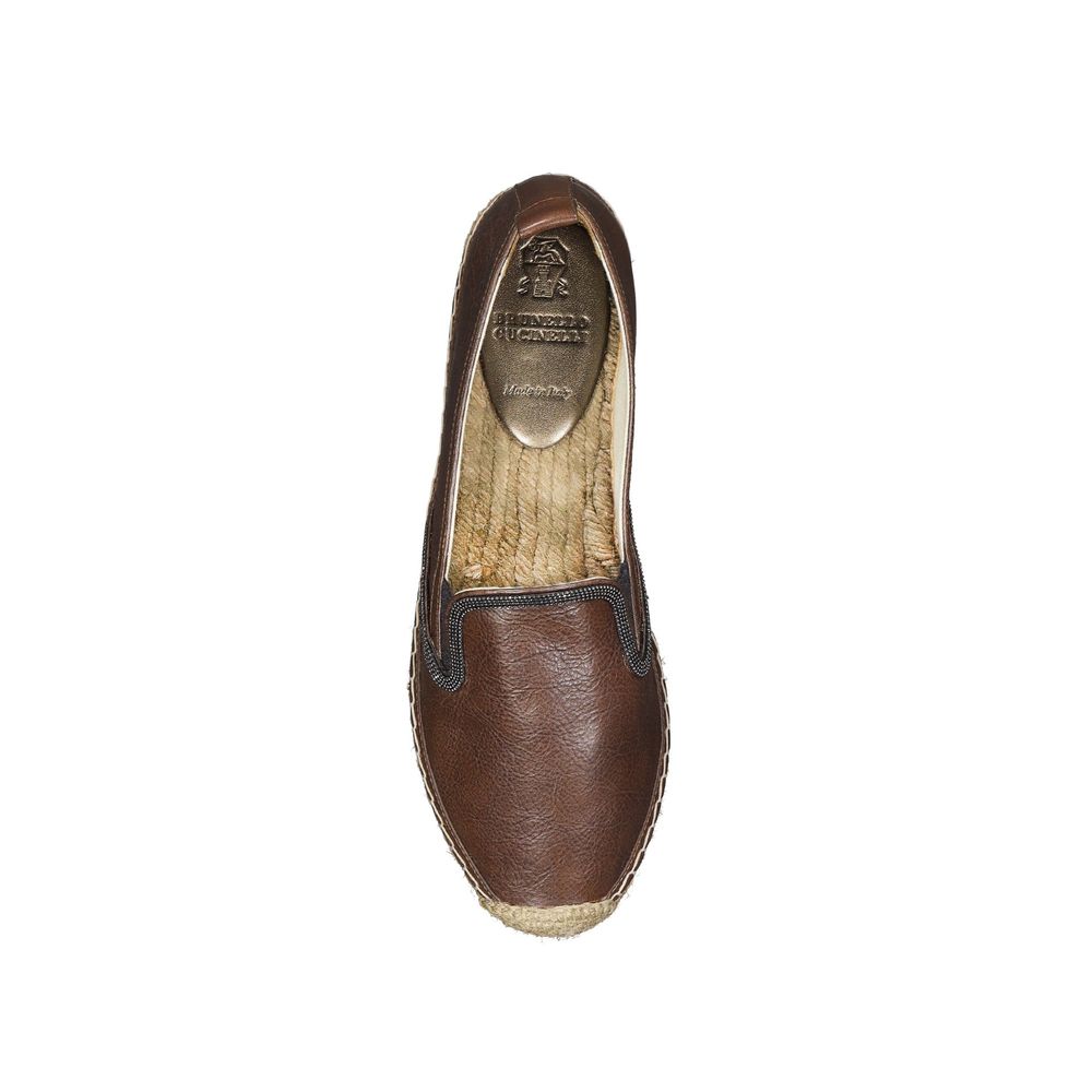 Brunello Cucinelli Brown Leather Espadrilles