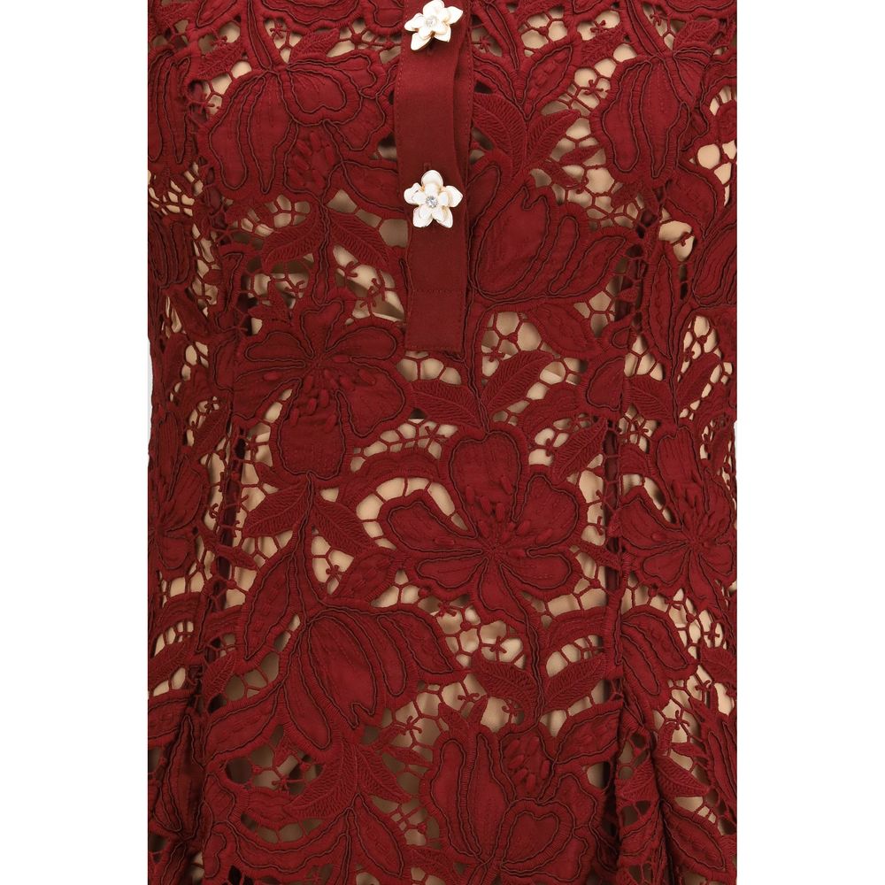 Self-Portrait Bordeaux Polyester Cocktail Dress