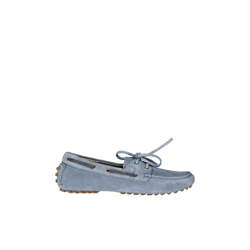Brunello Cucinelli Blue Leather Slip-On Loafers