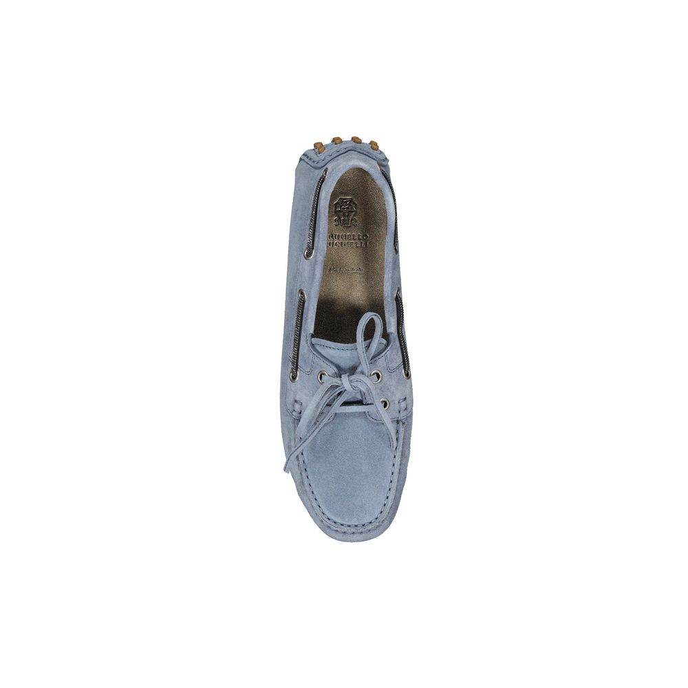 Brunello Cucinelli Blue Leather Slip-On Loafers