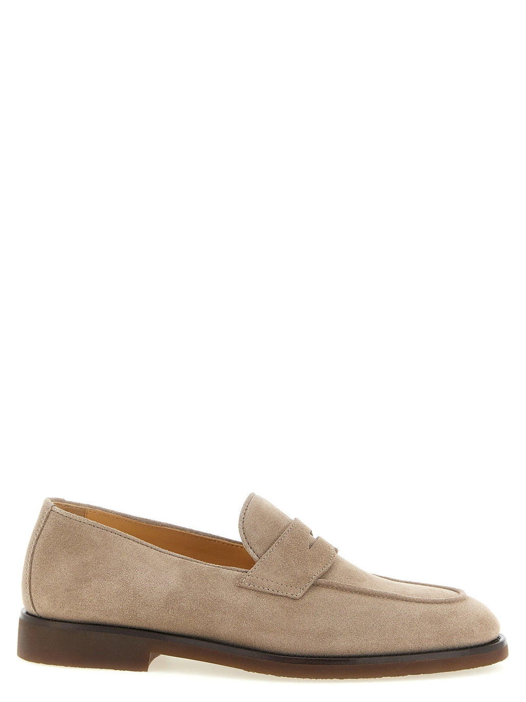 Brunello Cucinelli Gray Calfskin Slip-On Loafers