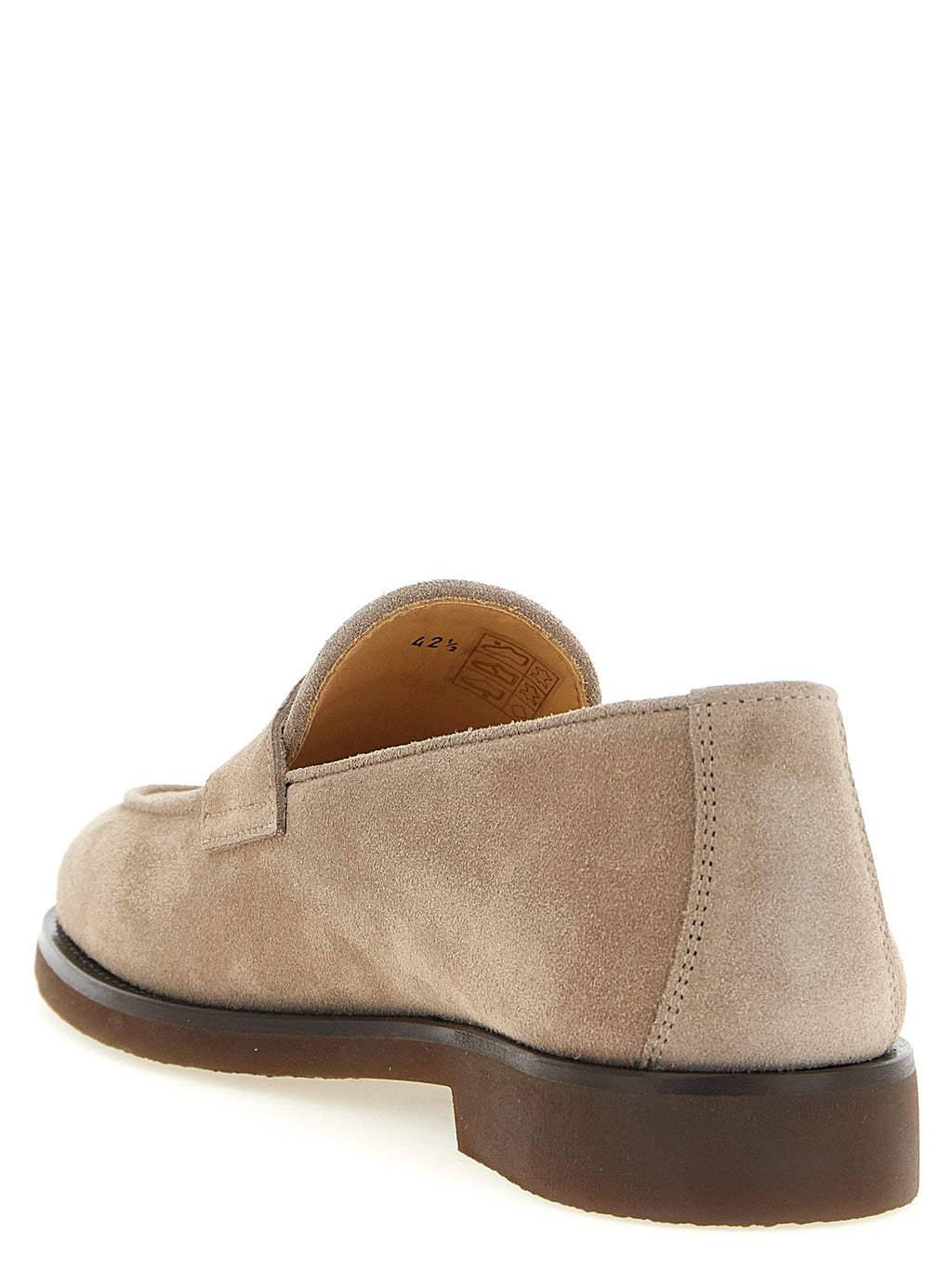 Brunello Cucinelli Gray Calfskin Slip-On Loafers