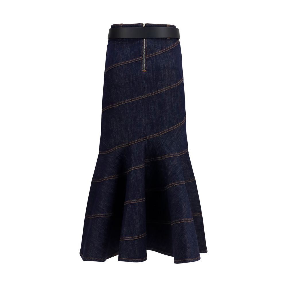 Self-Portrait Blue Denim Skirt