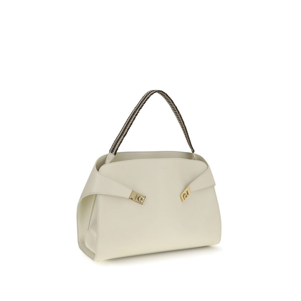 Ferragamo Beige Calf Leather Bos Taurus Shoulder Bag