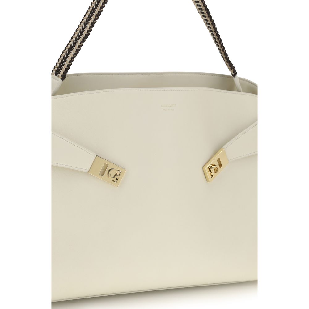 Ferragamo Beige Calf Leather Bos Taurus Shoulder Bag