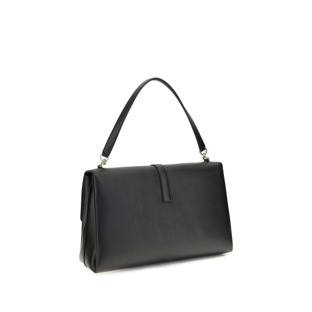Ferragamo Black Calf Leather Bos Taurus Shoulder Bag