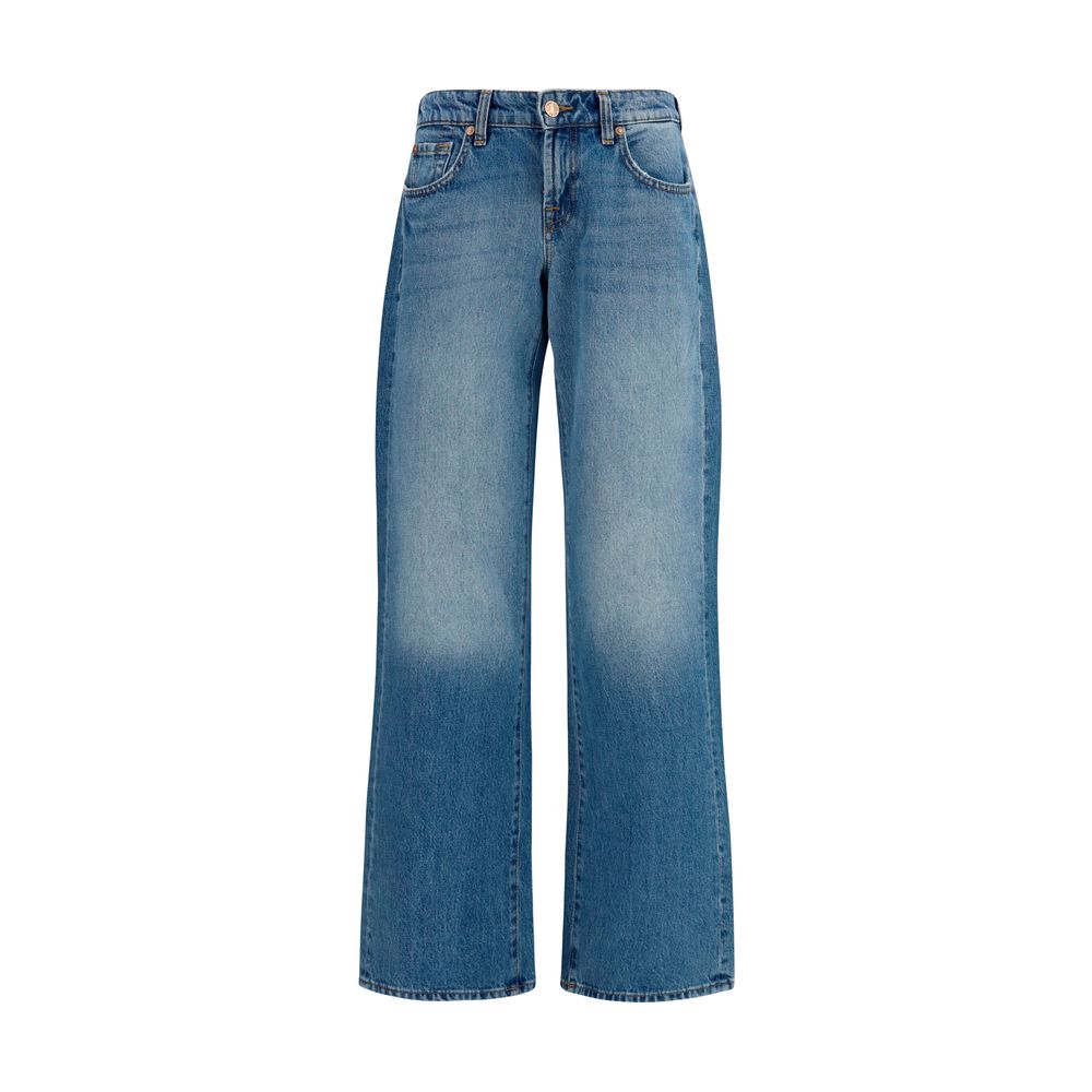7FOR Blue Cotton Straight-Leg Jeans