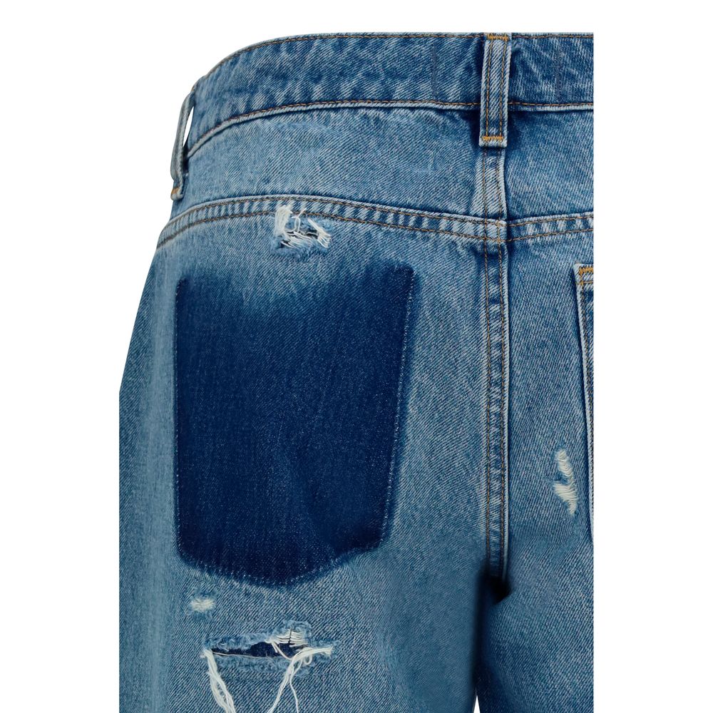7FOR Blue Cotton Straight-Leg Jeans