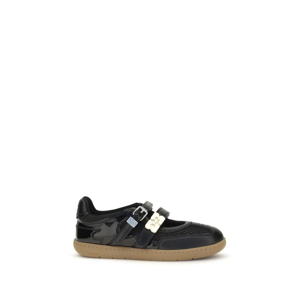 Ganni Black Polyester Ballet Flats