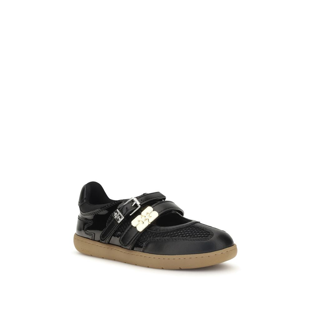 Ganni Black Polyester Ballet Flats