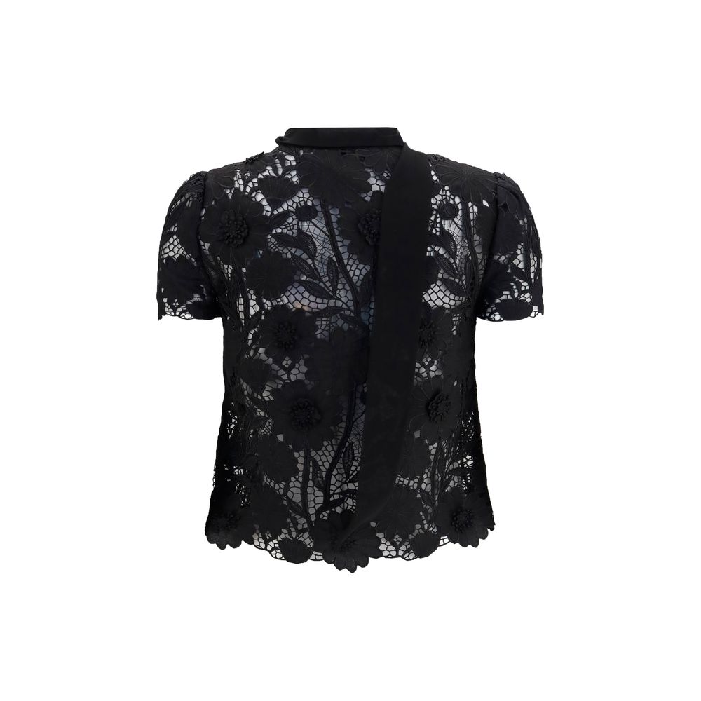 Self-Portrait Black Polyester Blouse