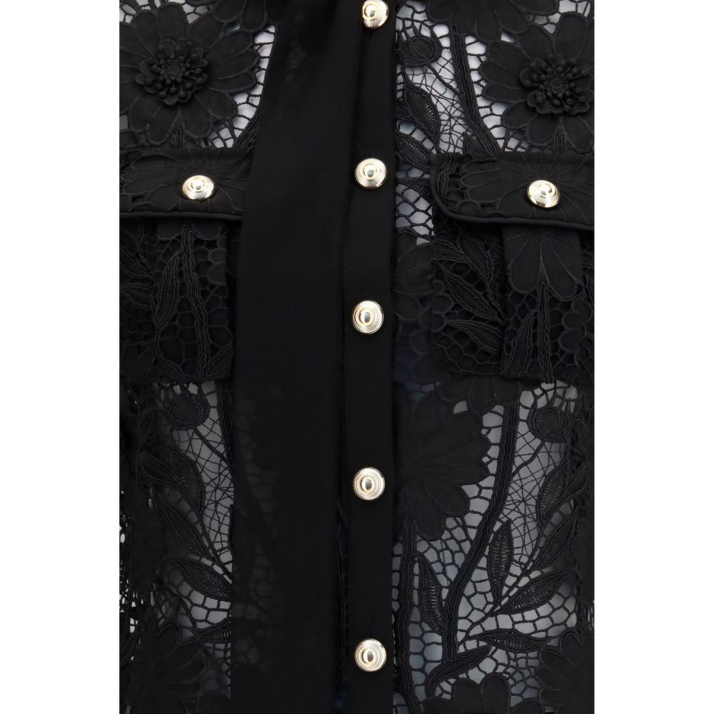 Self-Portrait Black Polyester Blouse
