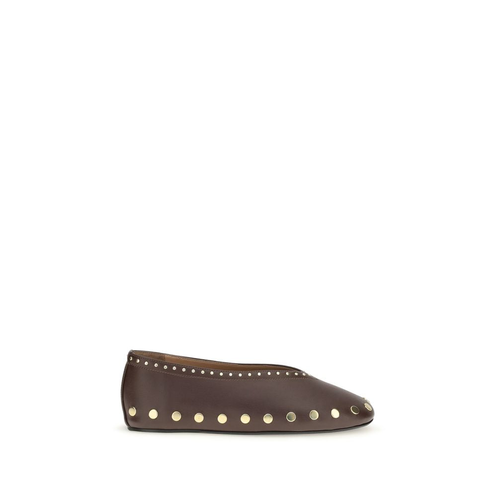 Ganni Brown Cotton Ballet Flats