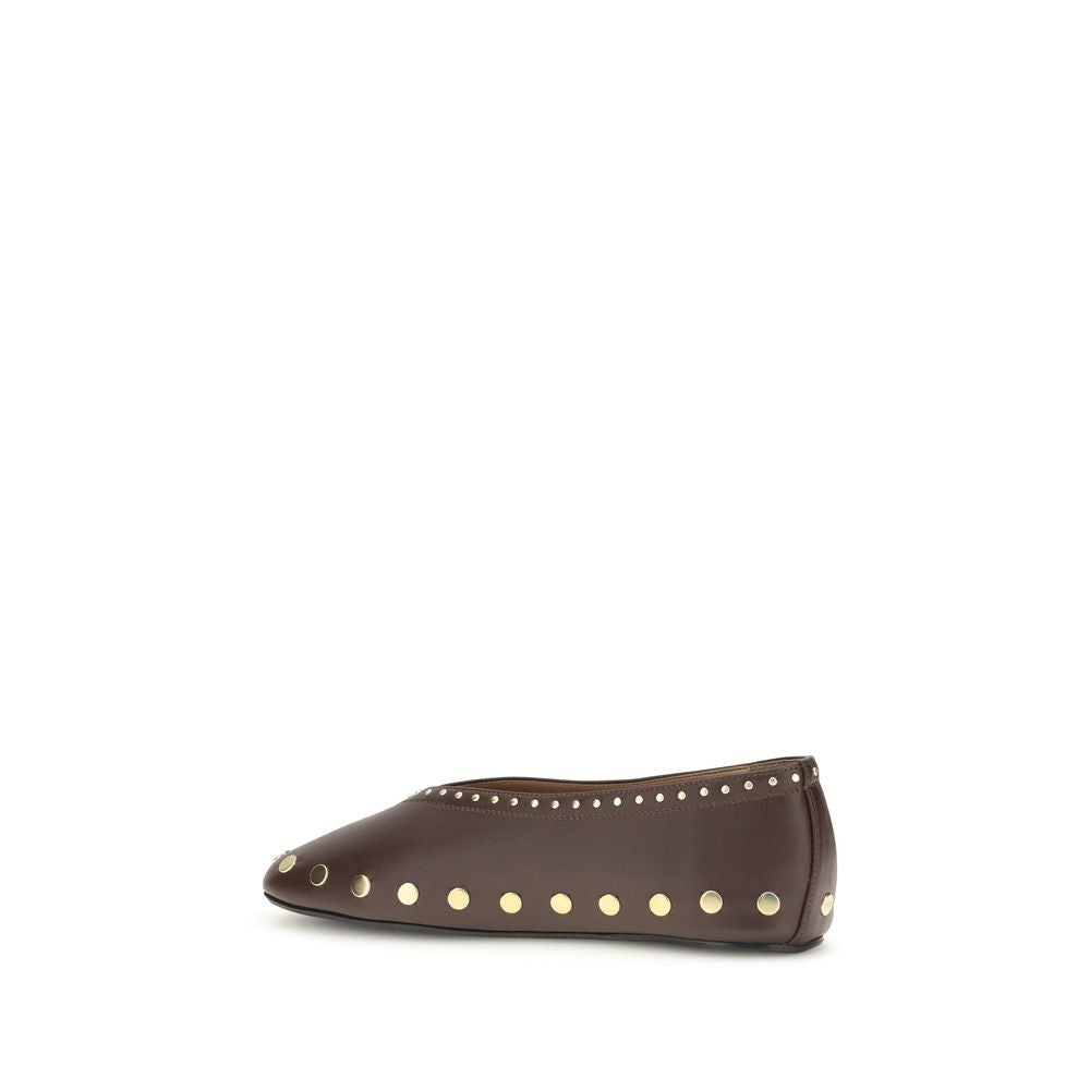 Ganni Brown Cotton Ballet Flats