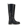 Stuart Weitzman Black Calf Leather Bos Taurus Flat Boots