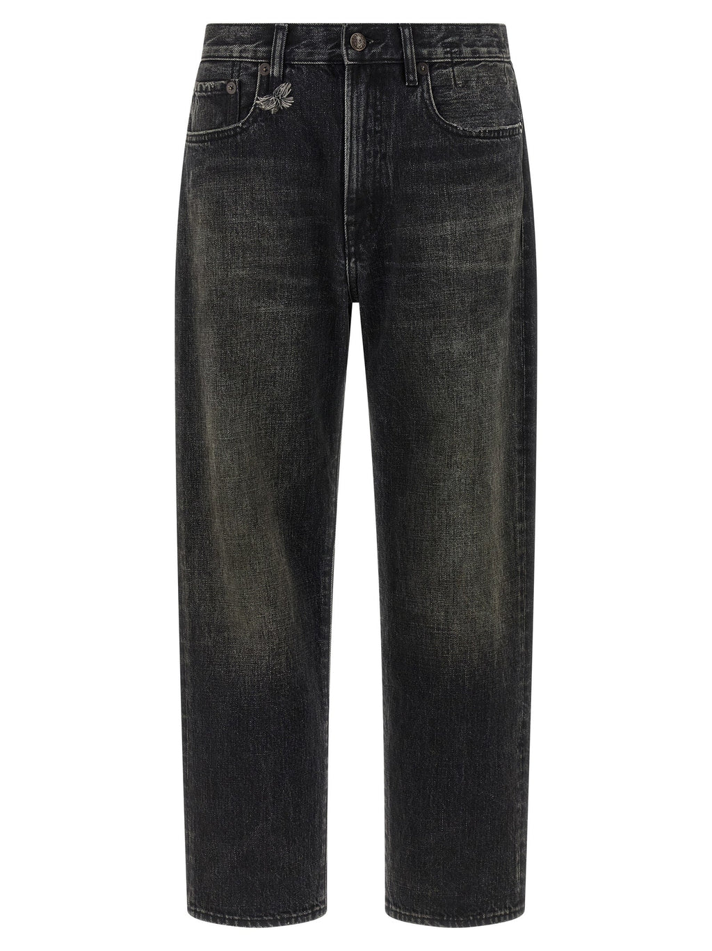 R13 Black Cotton Straight-Leg Jeans