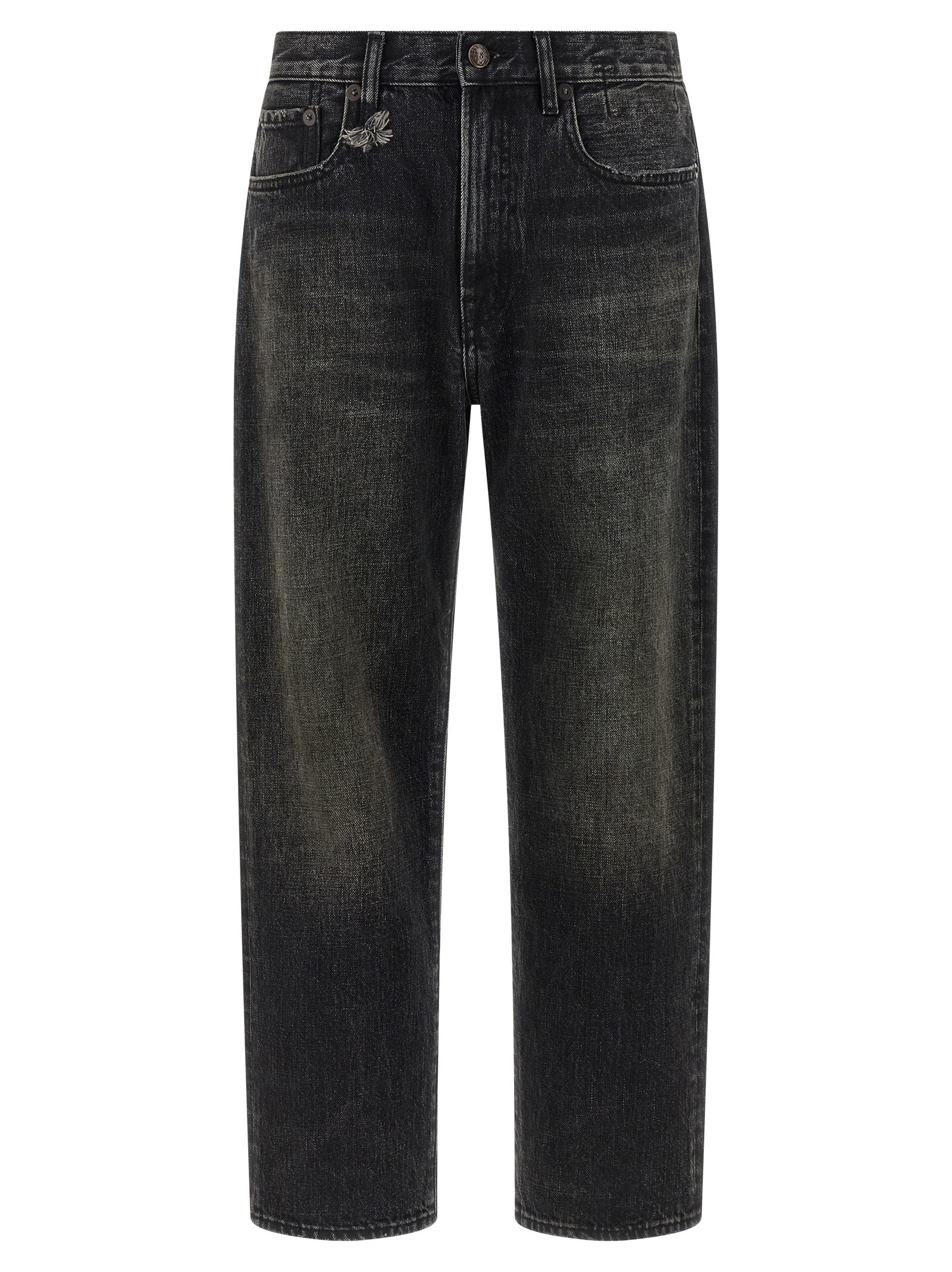 R13 Black Cotton Straight-Leg Jeans