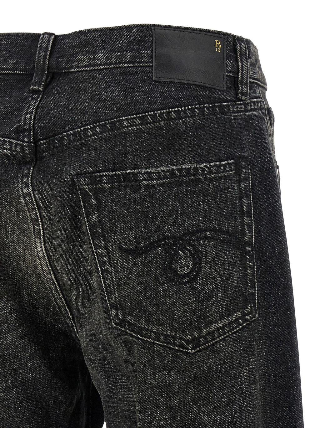 R13 Black Cotton Straight-Leg Jeans