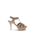 Saint Laurent Beige Calf Leather Bos Taurus Stiletto Heel Sandals