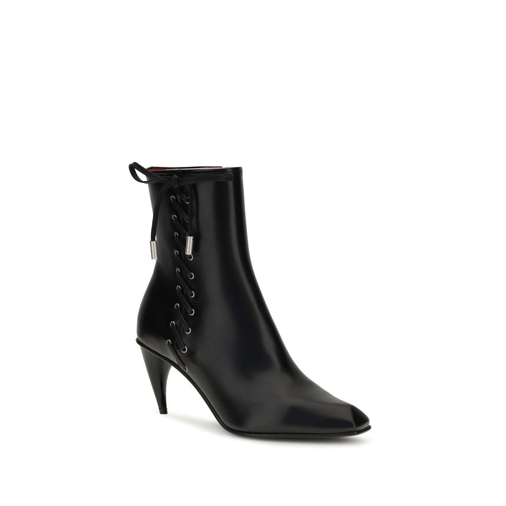Alexander McQueen Black Calf Leather Bos Taurus Lace-Up Boots