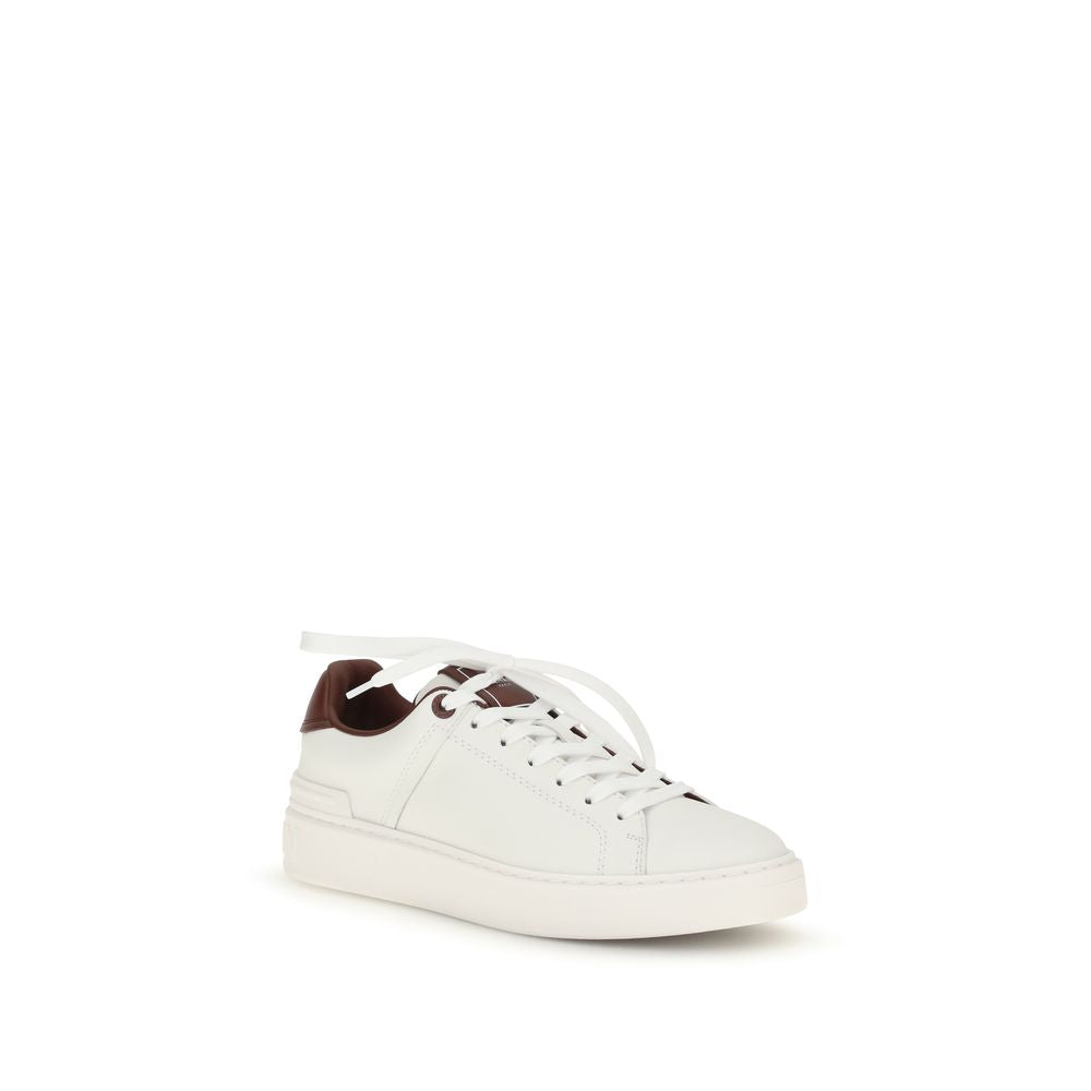 Balmain White Calf Leather Bos Taurus Athletic Sneakers