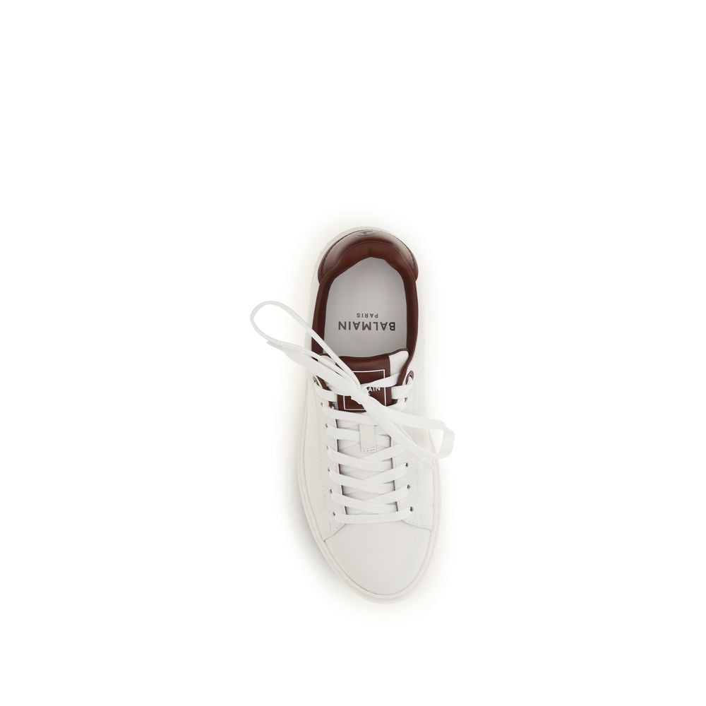 Balmain White Calf Leather Bos Taurus Athletic Sneakers
