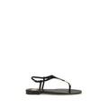 Saint Laurent Black Calf Leather Bos Taurus Flat Sandals