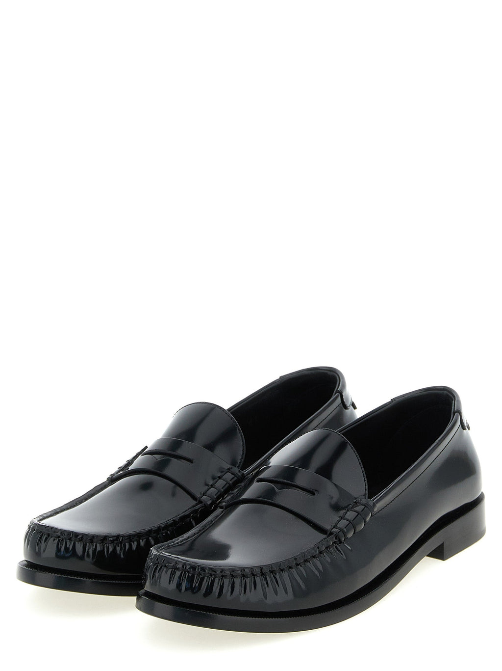 Saint Laurent Black Calfskin Slip-On Loafers