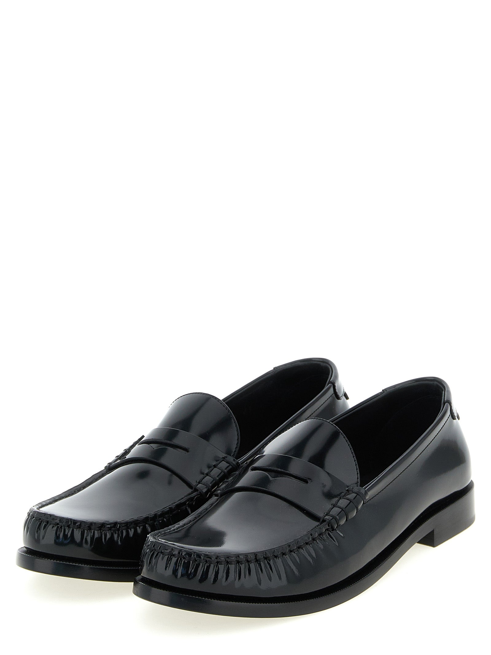 Saint Laurent Black Calfskin Slip-On Loafers