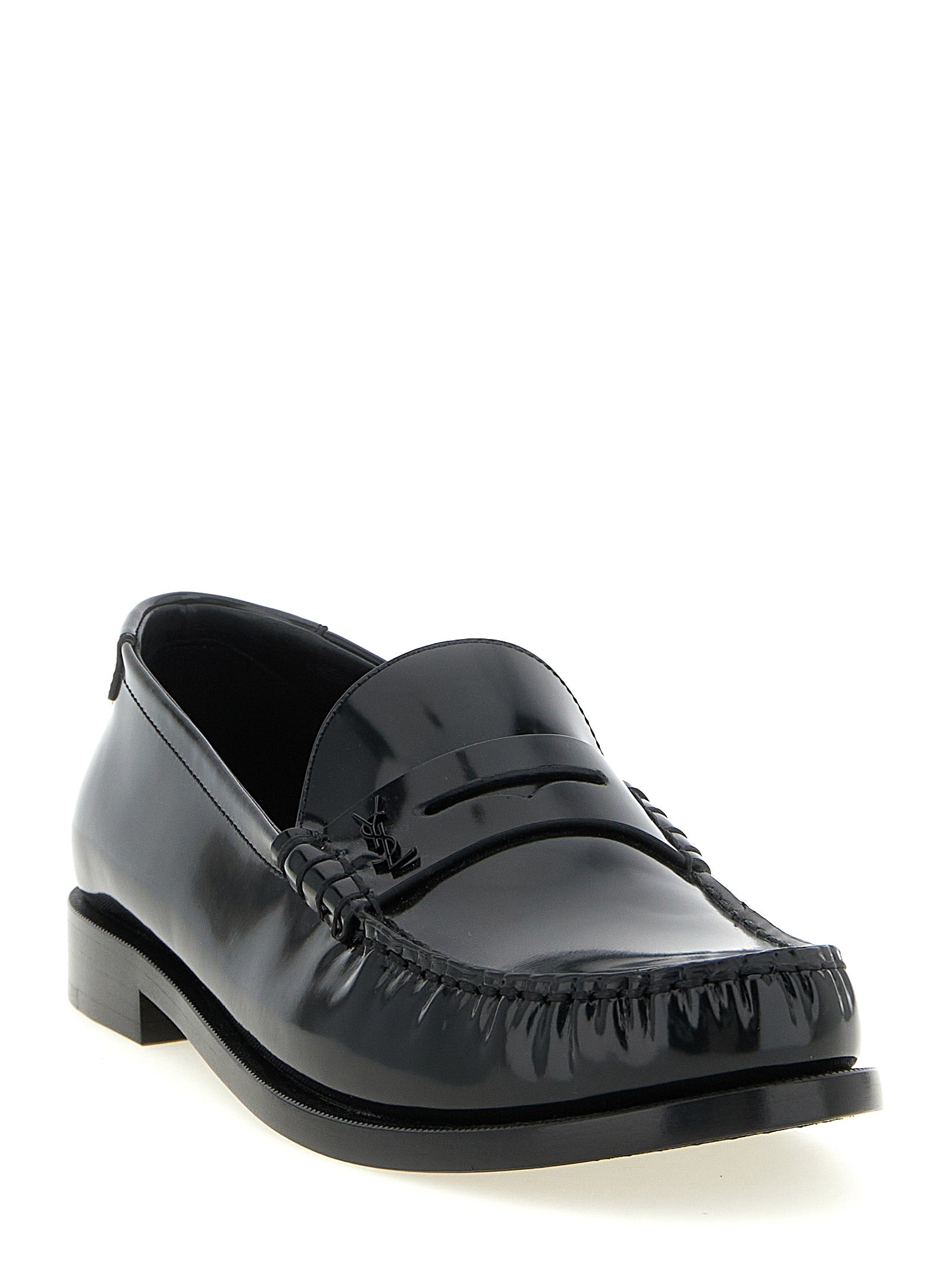 Saint Laurent Black Calfskin Slip-On Loafers