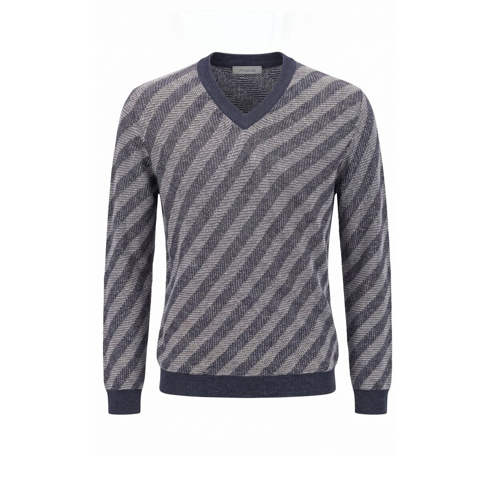 Malo Blue Linen Men Sweater