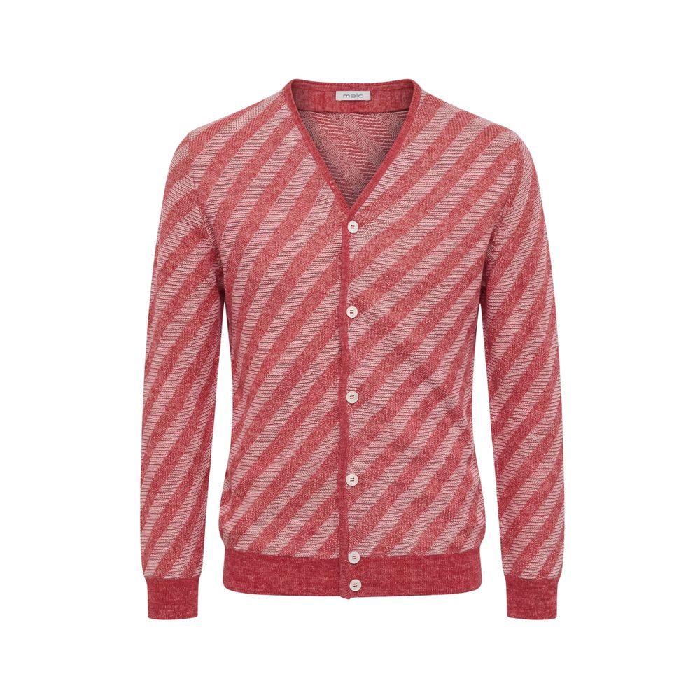 Malo Red Linen Men Cardigan