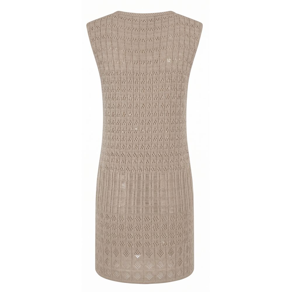 Malo Beige Cotton Women Dress