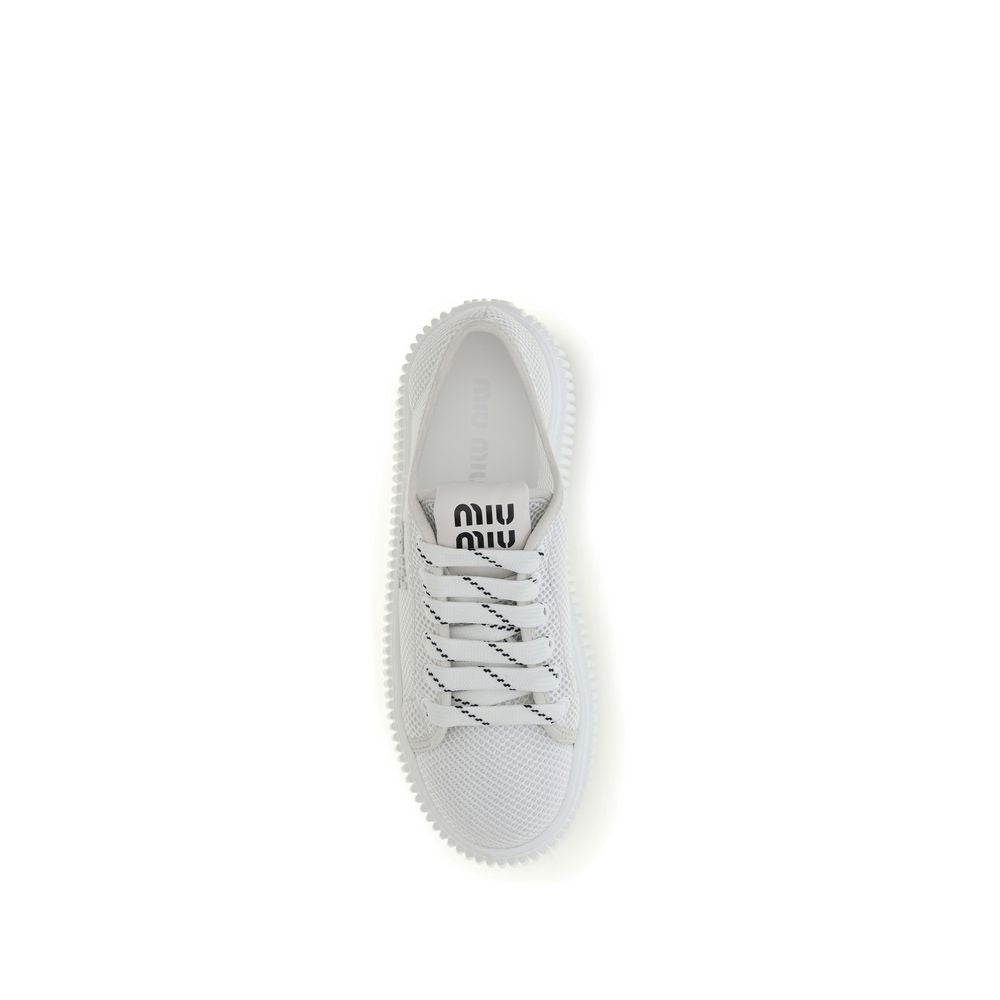 Miu Miu White Polyamide Platform Sneakers