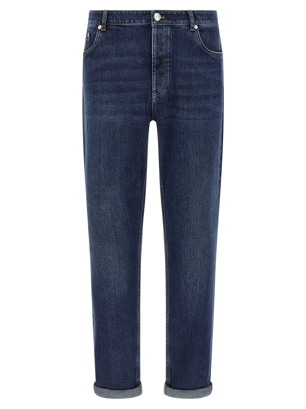 Brunello Cucinelli Blue Cotton Straight-Leg Jeans