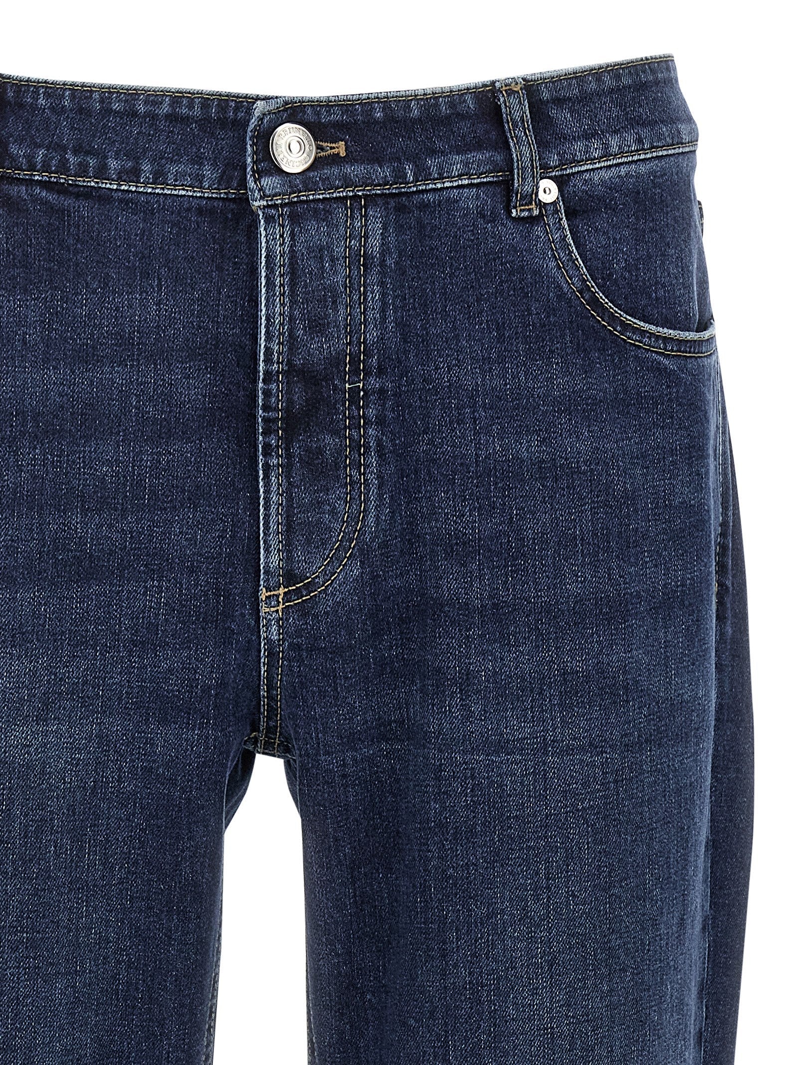Brunello Cucinelli Blue Cotton Straight-Leg Jeans