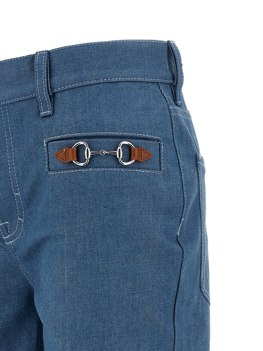 Gucci Blue Cotton Straight-Leg Jeans