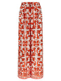 Dolce & Gabbana Orange Silk Flared Pants