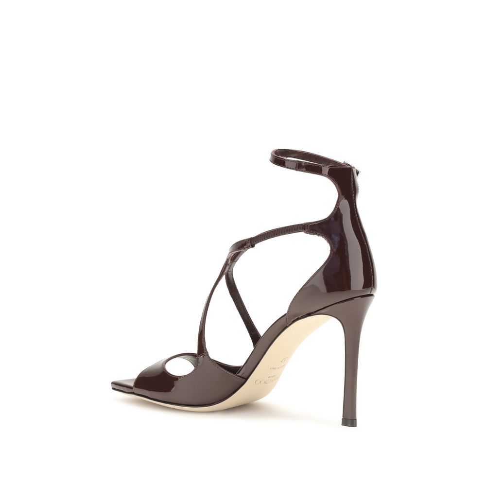 Jimmy Choo Brown Calf Leather Bos Taurus Stiletto Heel Sandals