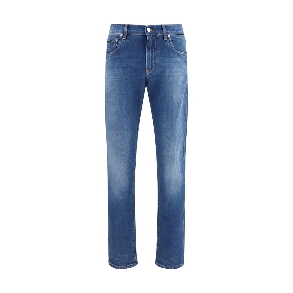 Dolce & Gabbana Blue Cotton Slim Fit Jeans