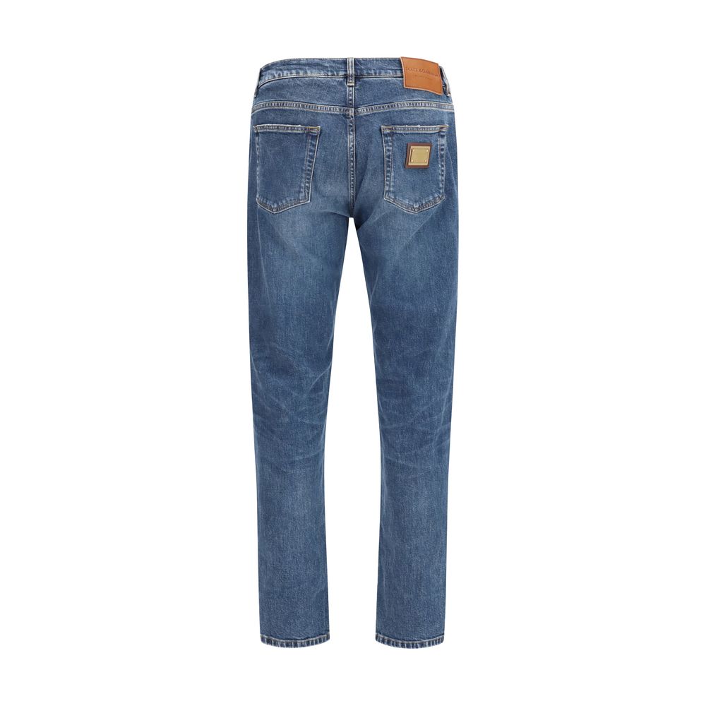 Dolce & Gabbana Blue Cotton Straight-Leg Jeans